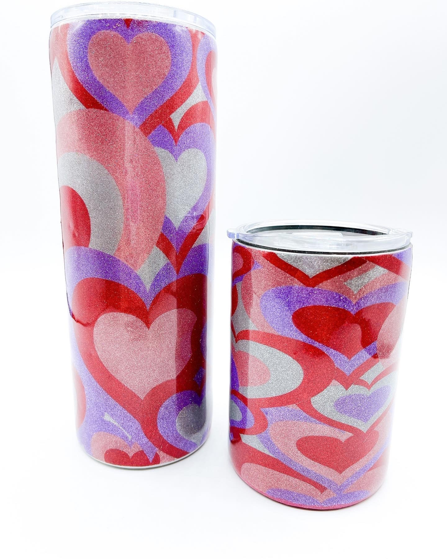 Red Hearts on Pink Tumbler