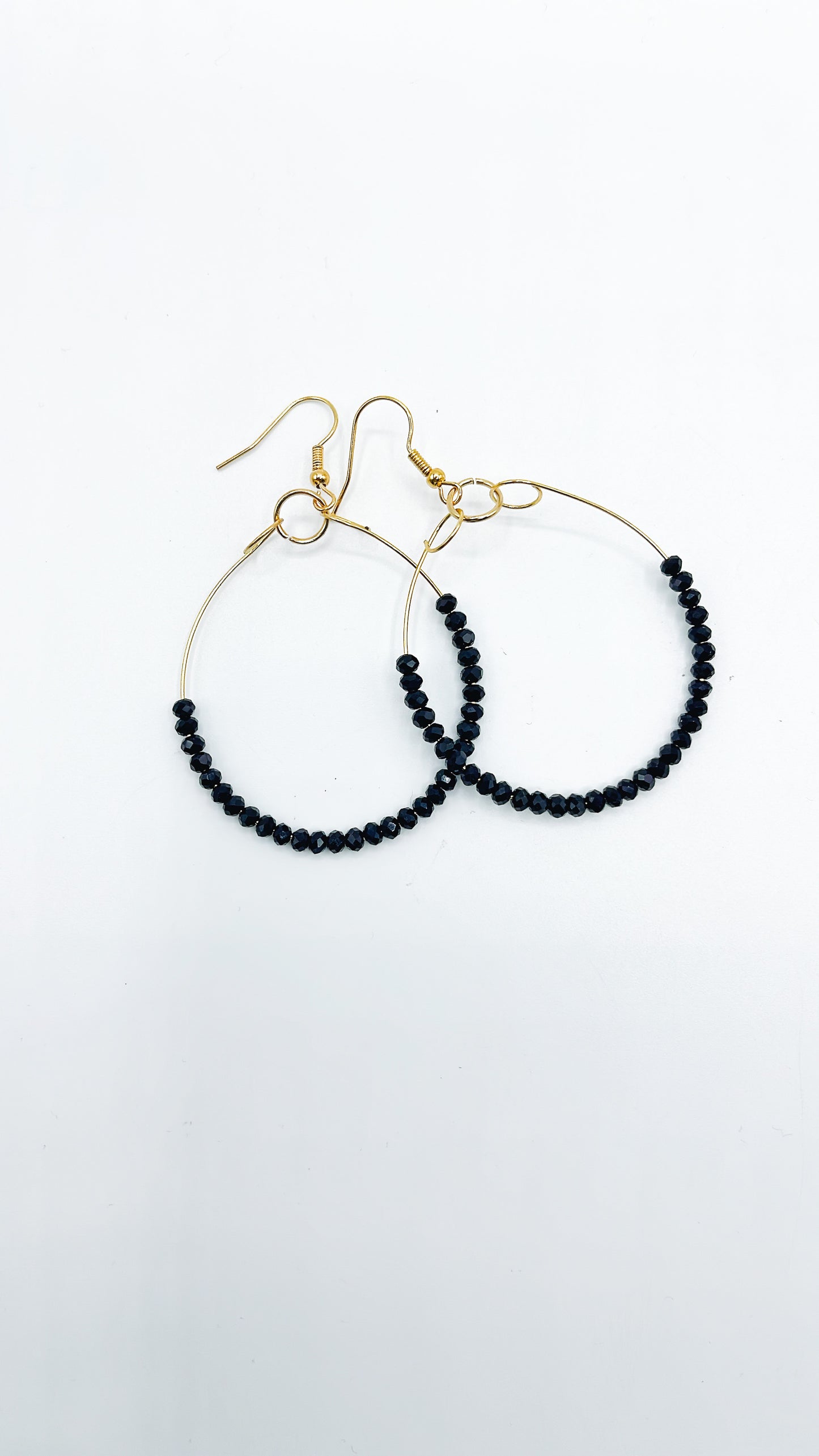 Hoop Earrings - Black Crystal