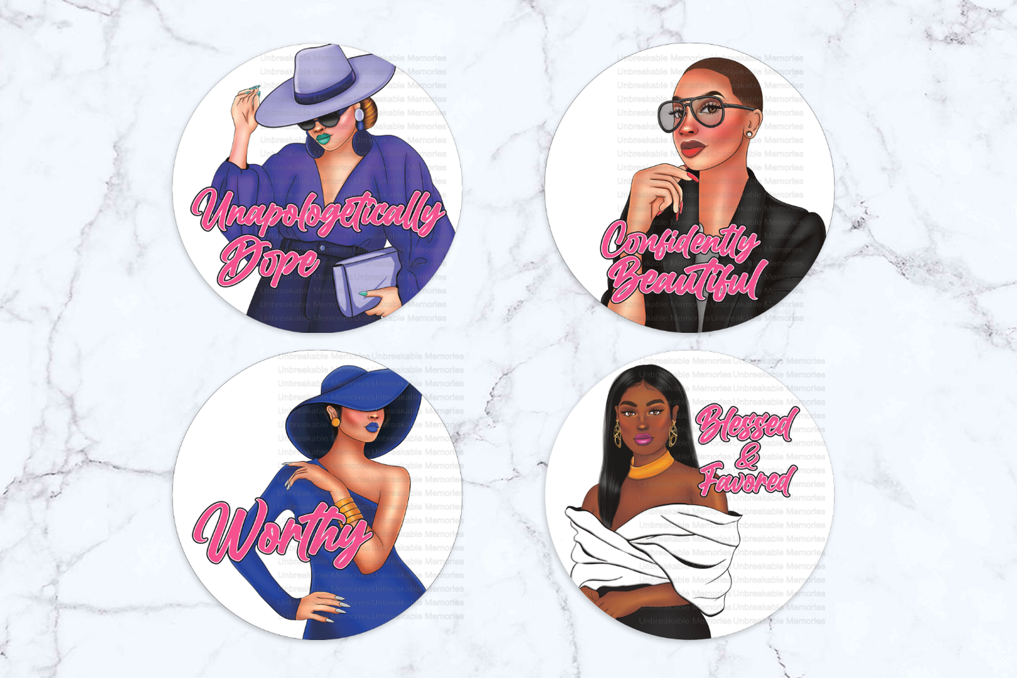 Affirmation Coaster Set - "Confidently Beautiful"